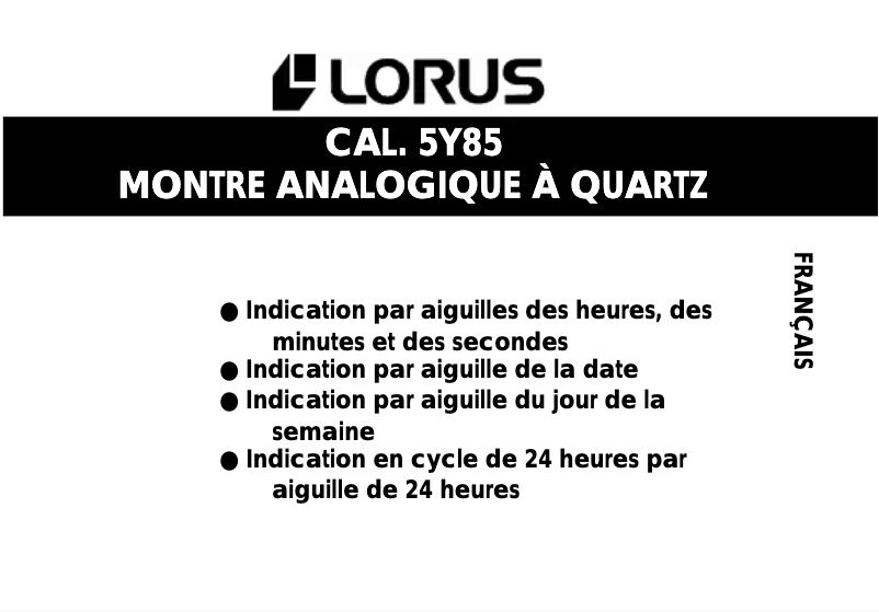 Page 1 de la notice Manuel utilisateur Lorus 5Y85