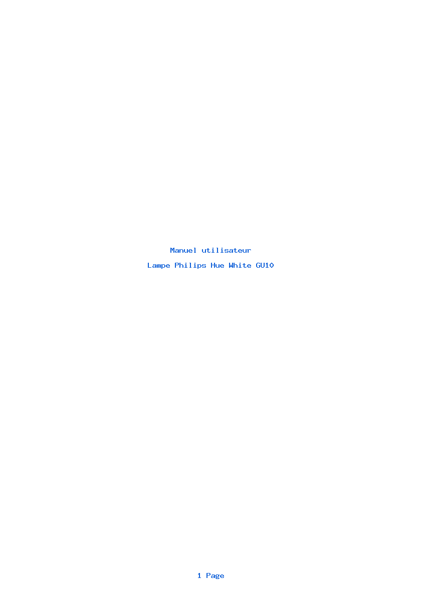 Page 1 de la notice Manuel utilisateur Philips Hue White GU10