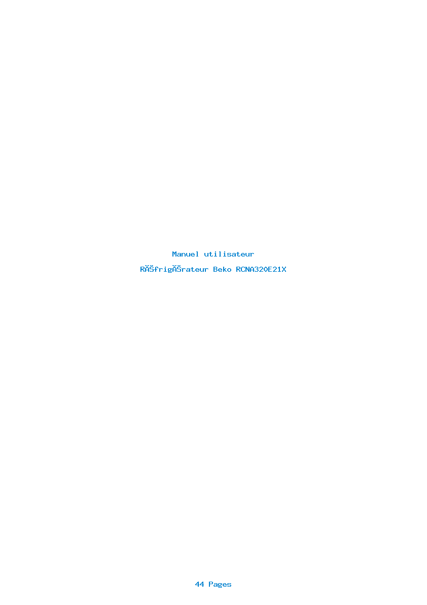 Page 1 de la notice Manuel utilisateur Beko RCNA320E21X
