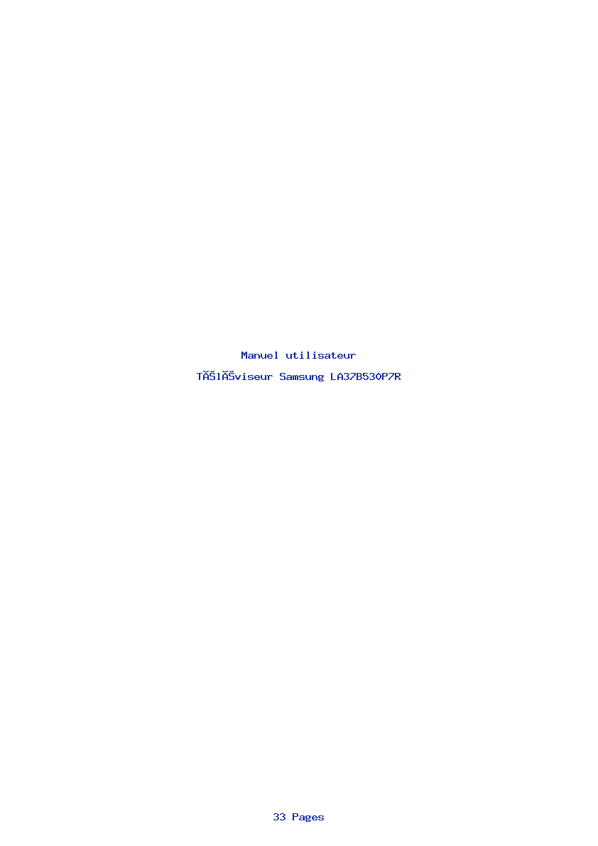 Page 1 de la notice Manuel utilisateur Samsung LA37B530P7R