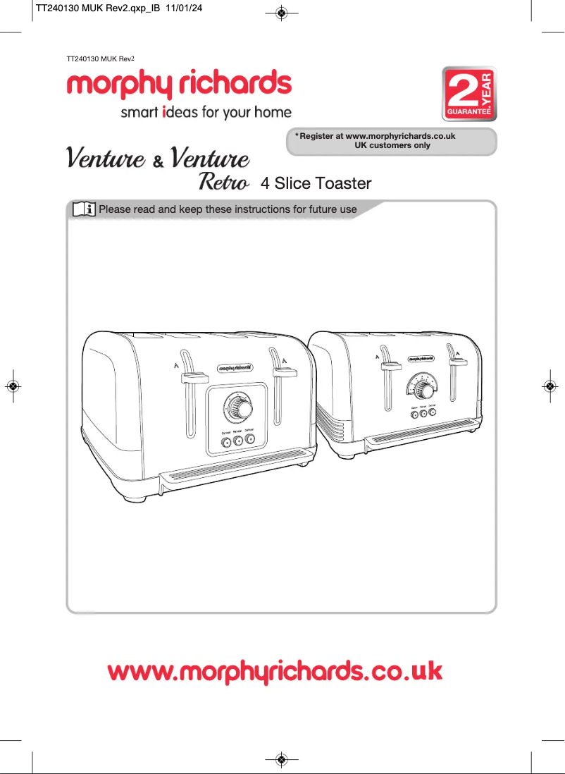 Page 1 de la notice Manuel utilisateur Morphy Richards Venture 240136