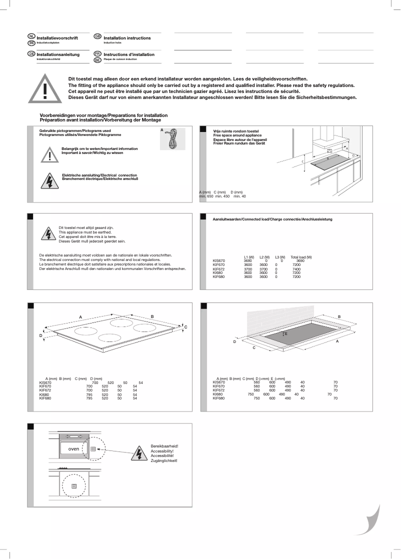 Page 1 de la notice Guide d'installation Etna KIF680DS