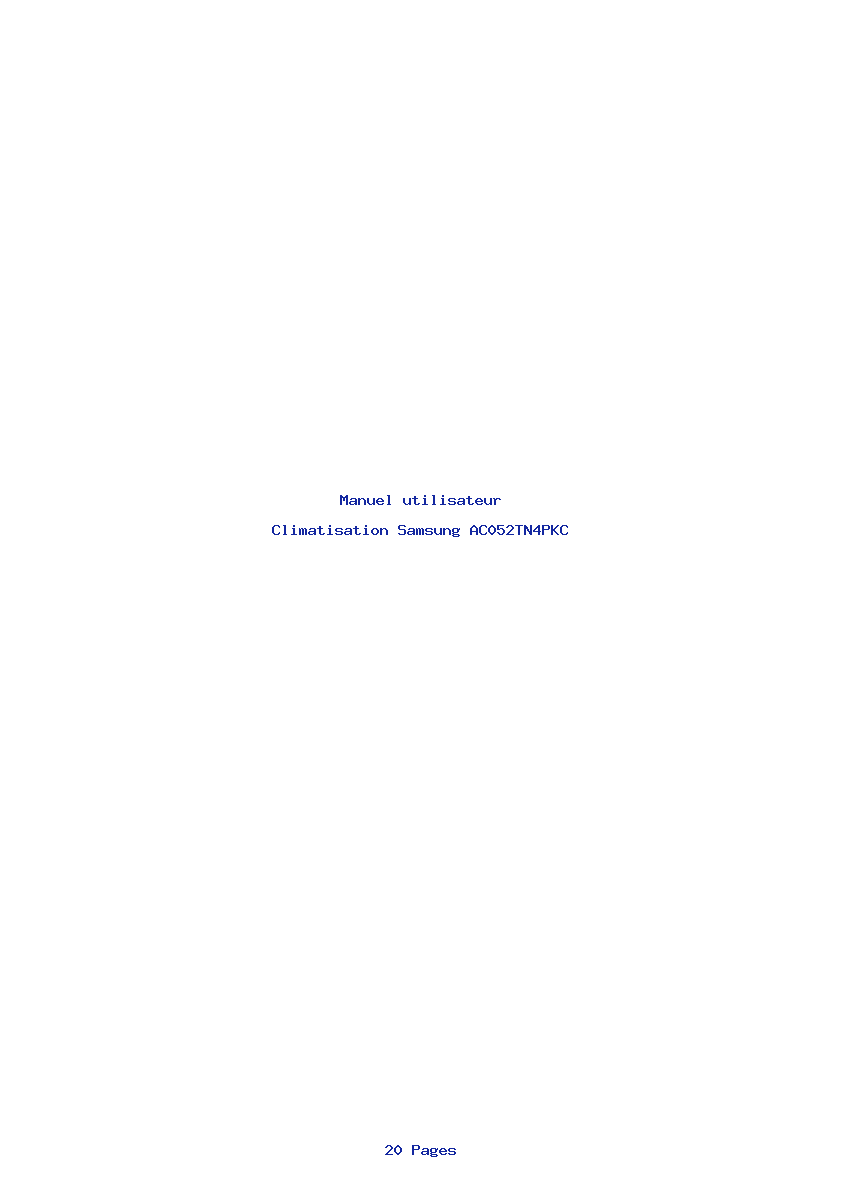 Page 1 de la notice Manuel utilisateur Samsung AC052TN4PKC