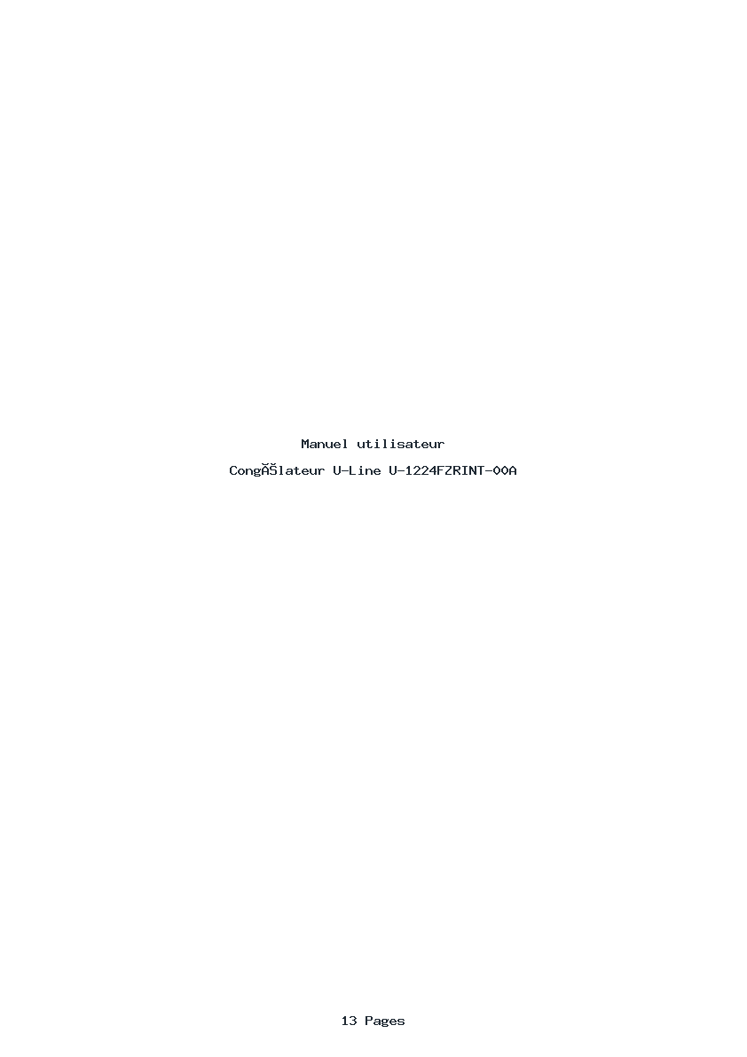 Page 1 de la notice Manuel utilisateur U-Line U-1224FZRINT-00A