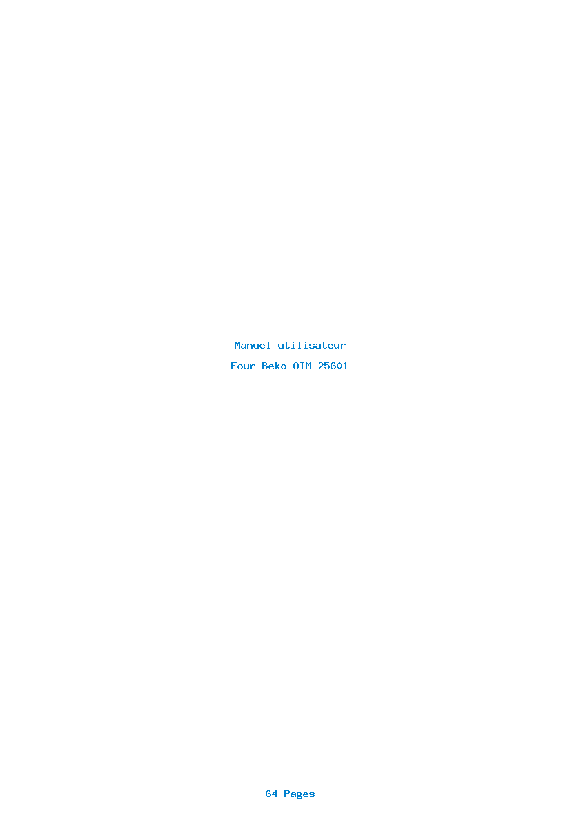 Page 1 de la notice Manuel utilisateur Beko OIM 25601