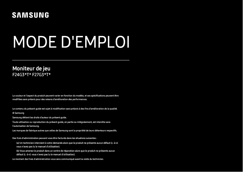 Page 1 de la notice Manuel utilisateur Samsung LF27G35TFWUXEN