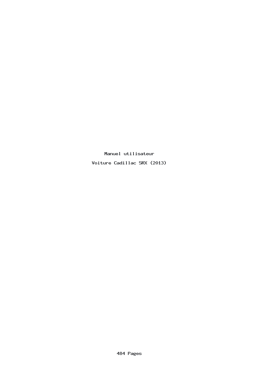 Page 1 de la notice Manuel utilisateur Cadillac SRX (2013)