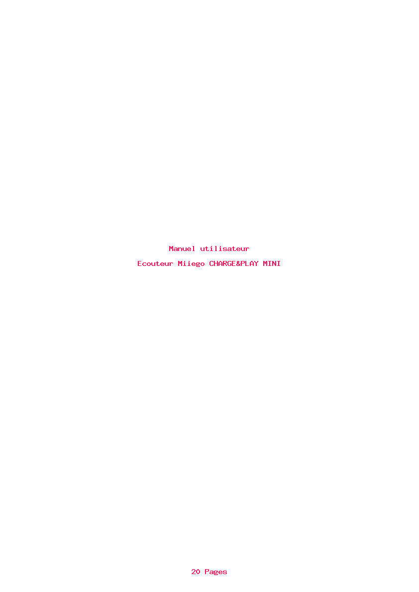 Page 1 de la notice Manuel utilisateur Miiego CHARGE&PLAY MINI
