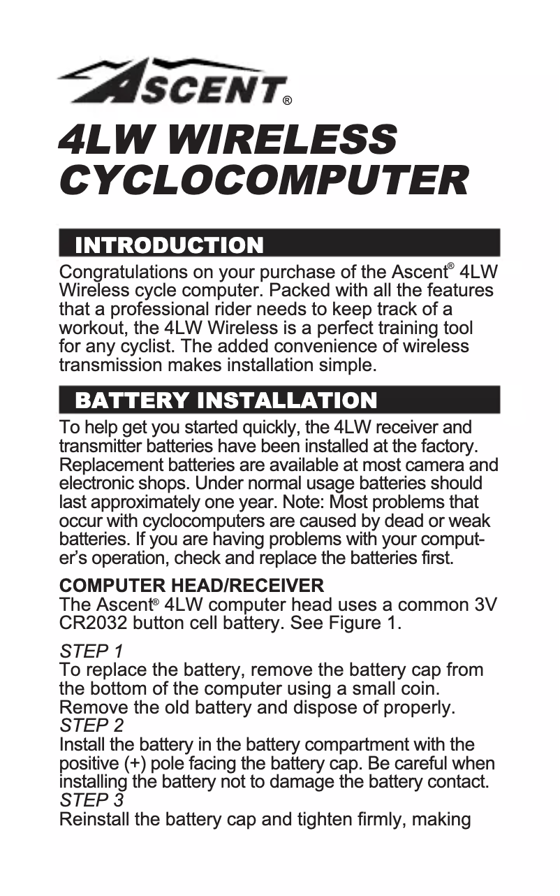 Página 1 del manual Manual de usuario Ascent 4LW