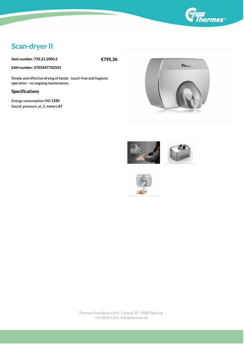 Page 1 de la notice Manuel utilisateur Thermex Scan-dryer