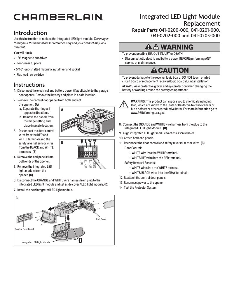 Page 1 de la notice Manuel utilisateur Chamberlain 041-0203-000