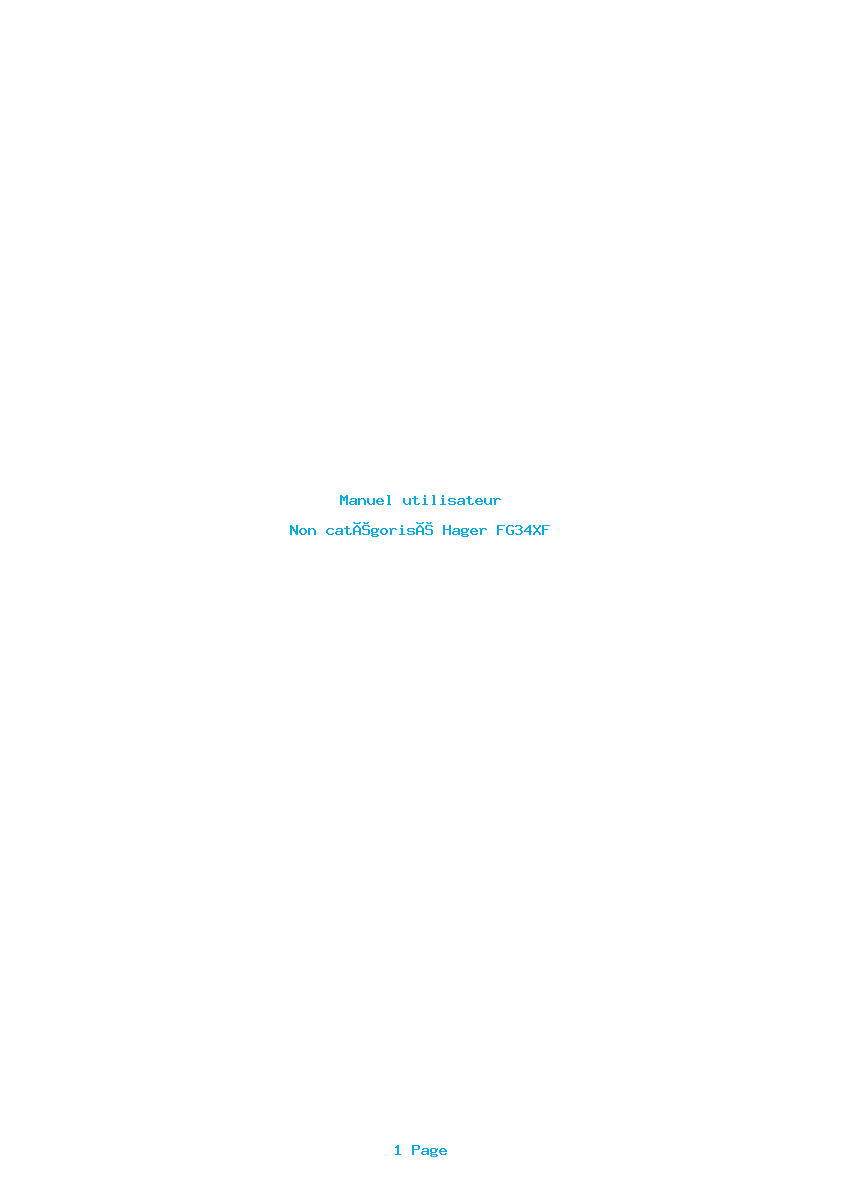 Page 1 de la notice Manuel utilisateur Hager FG34XF