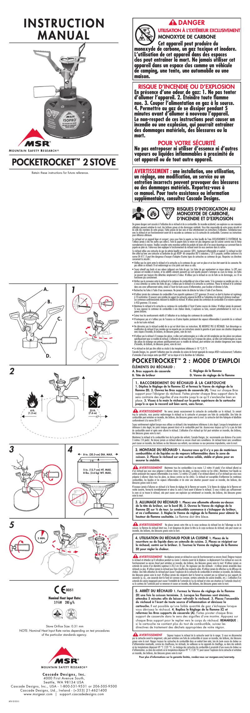 Page 1 de la notice Manuel utilisateur MSR PocketRocket 2