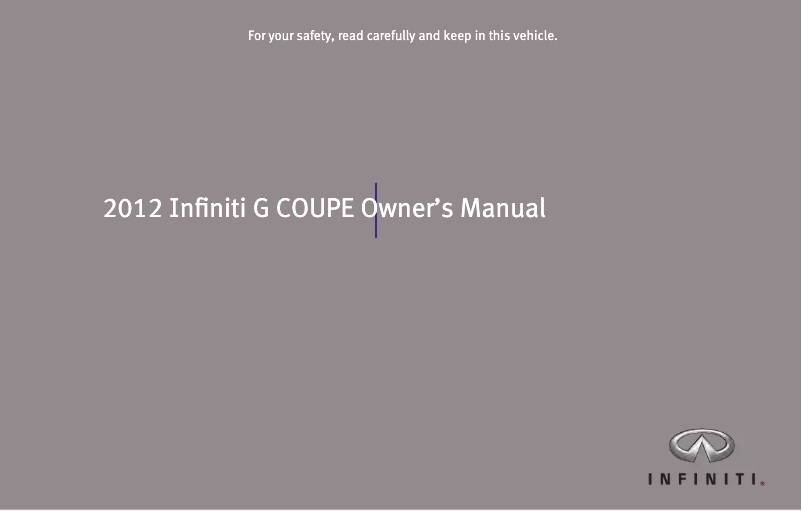 Page 1 de la notice Manuel utilisateur Infiniti IPL G Coupe (2012)