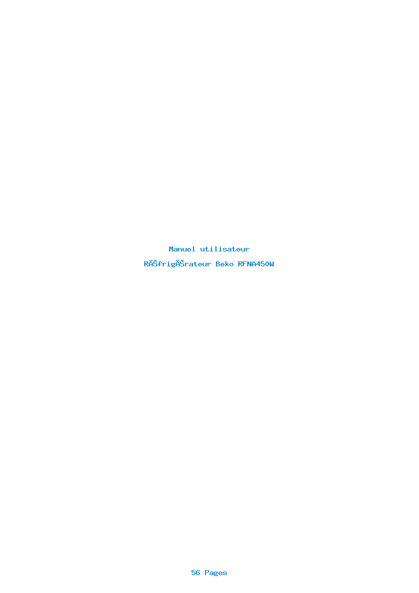 Page 1 de la notice Manuel utilisateur Beko RFNA450W