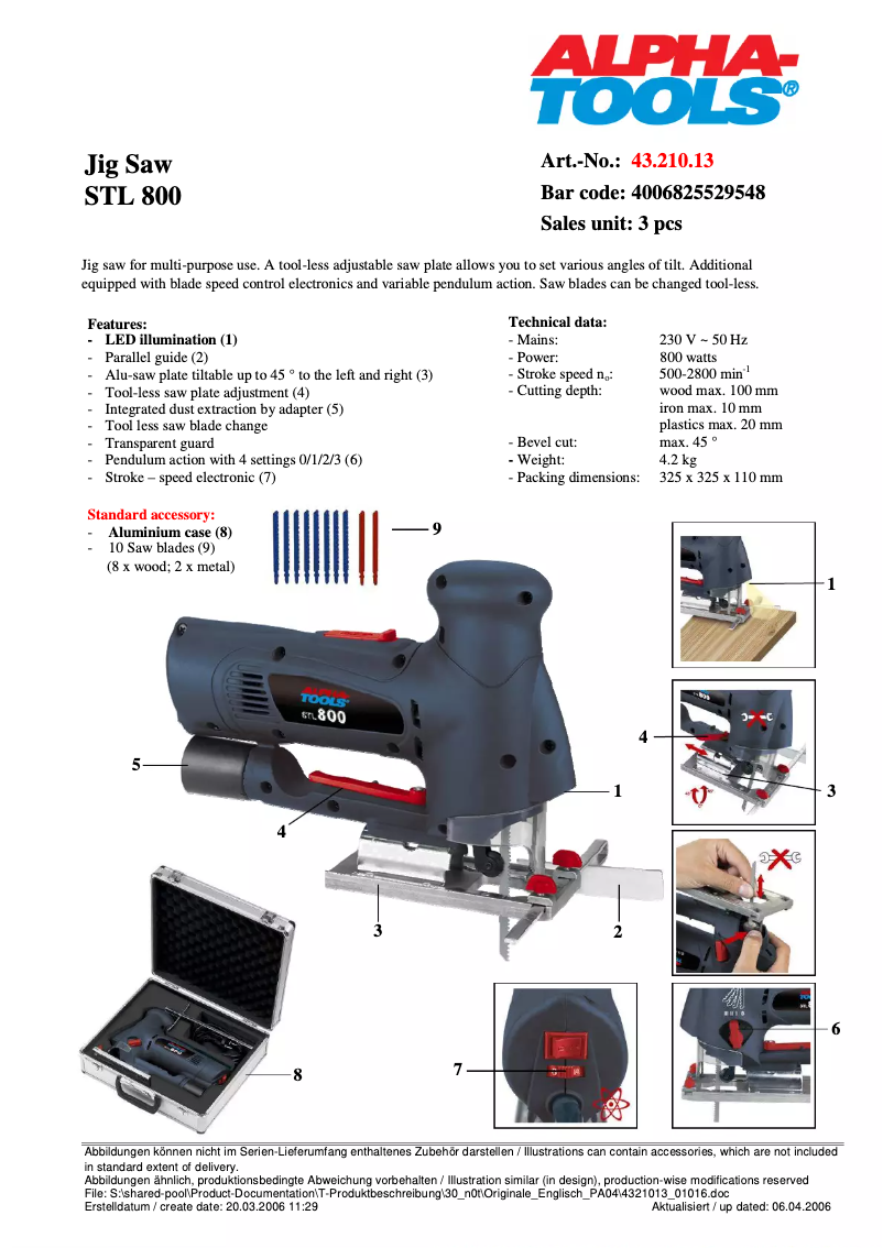 Page 1 de la notice Manuel utilisateur Alpha Tools STL 800