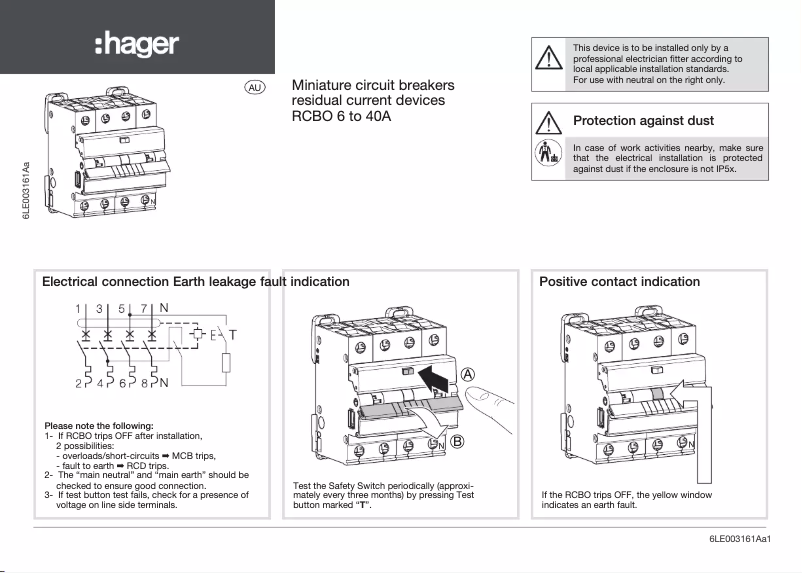 Page 1 de la notice Manuel utilisateur Hager AEM425T