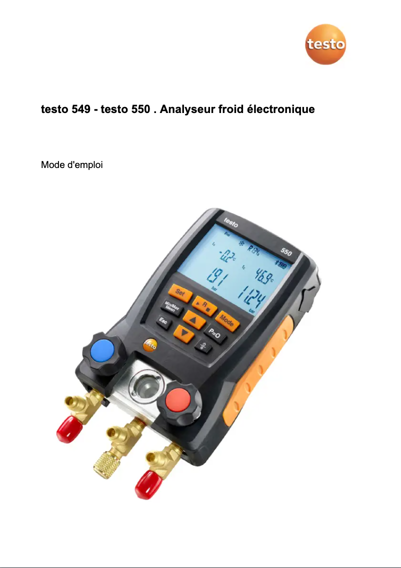 Page 1 de la notice Manuel utilisateur Testo 550