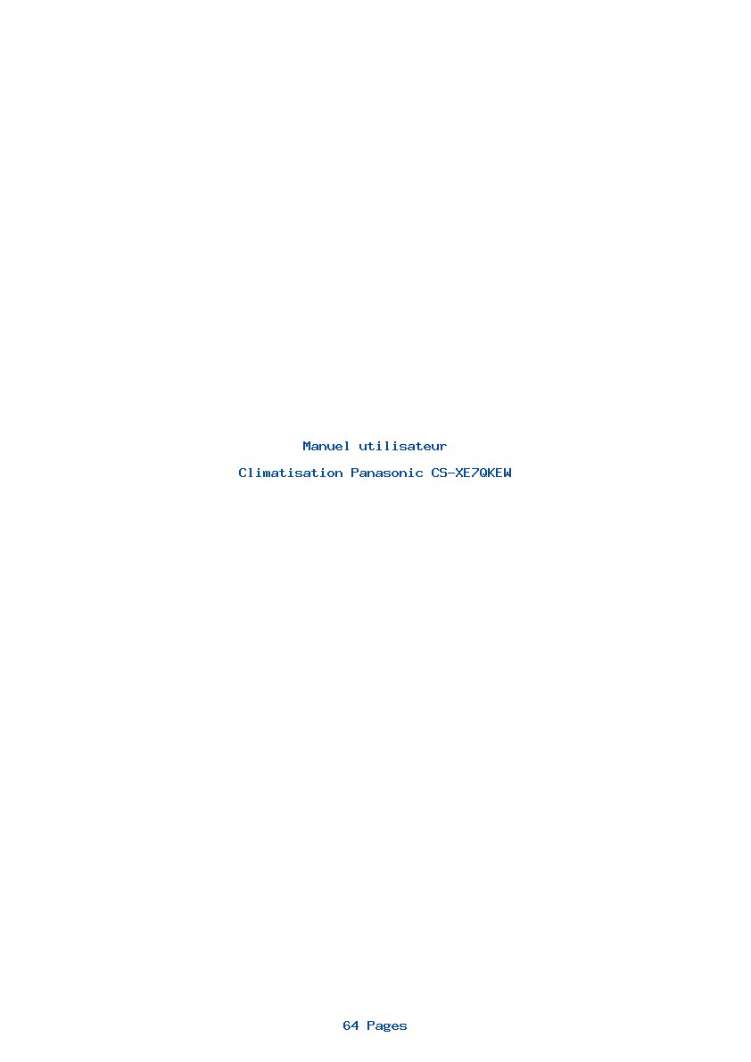 Page 1 de la notice Manuel utilisateur Panasonic CS-XE7QKEW