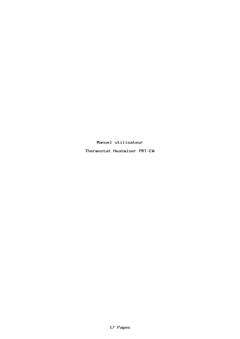 Page 1 de la notice Manuel utilisateur Heatmiser PRT-EW