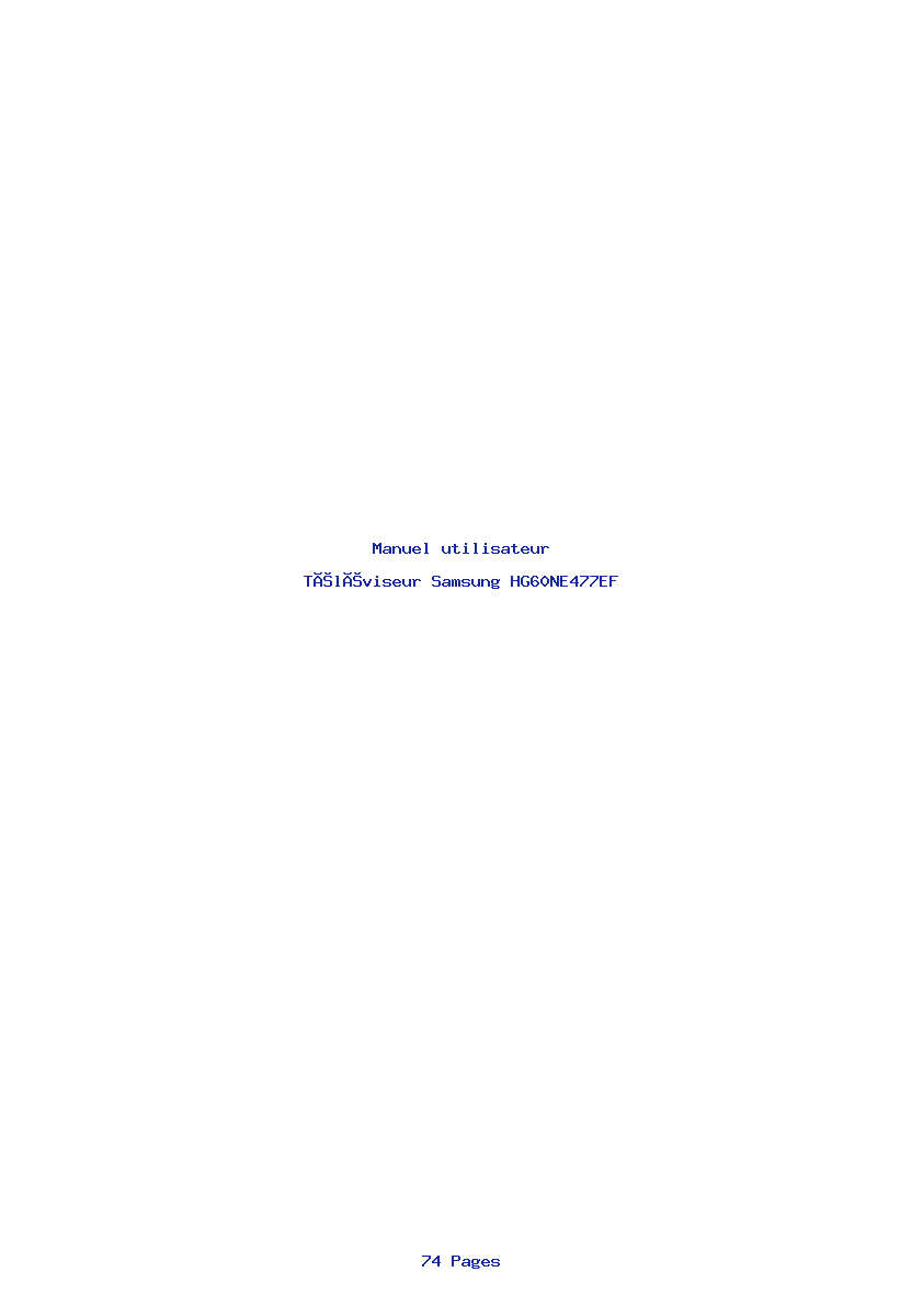Page 1 de la notice Manuel utilisateur Samsung HG60NE477EF