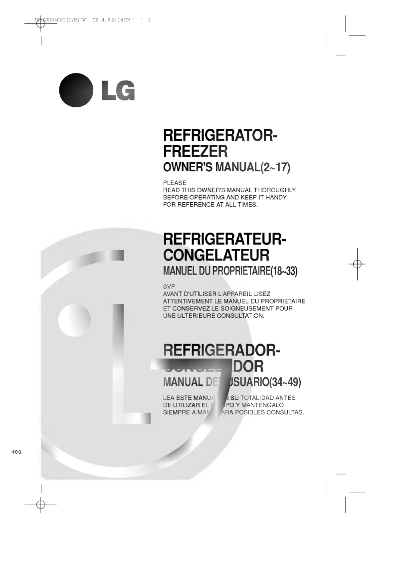 Page 1 de la notice Manuel utilisateur LG GR-642ABP