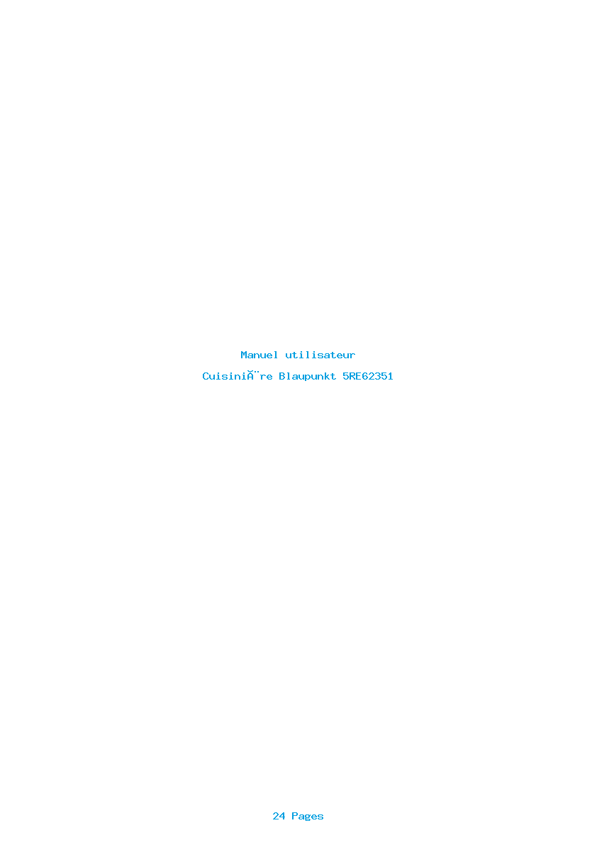 Page 1 de la notice Manuel utilisateur Blaupunkt 5RE62351