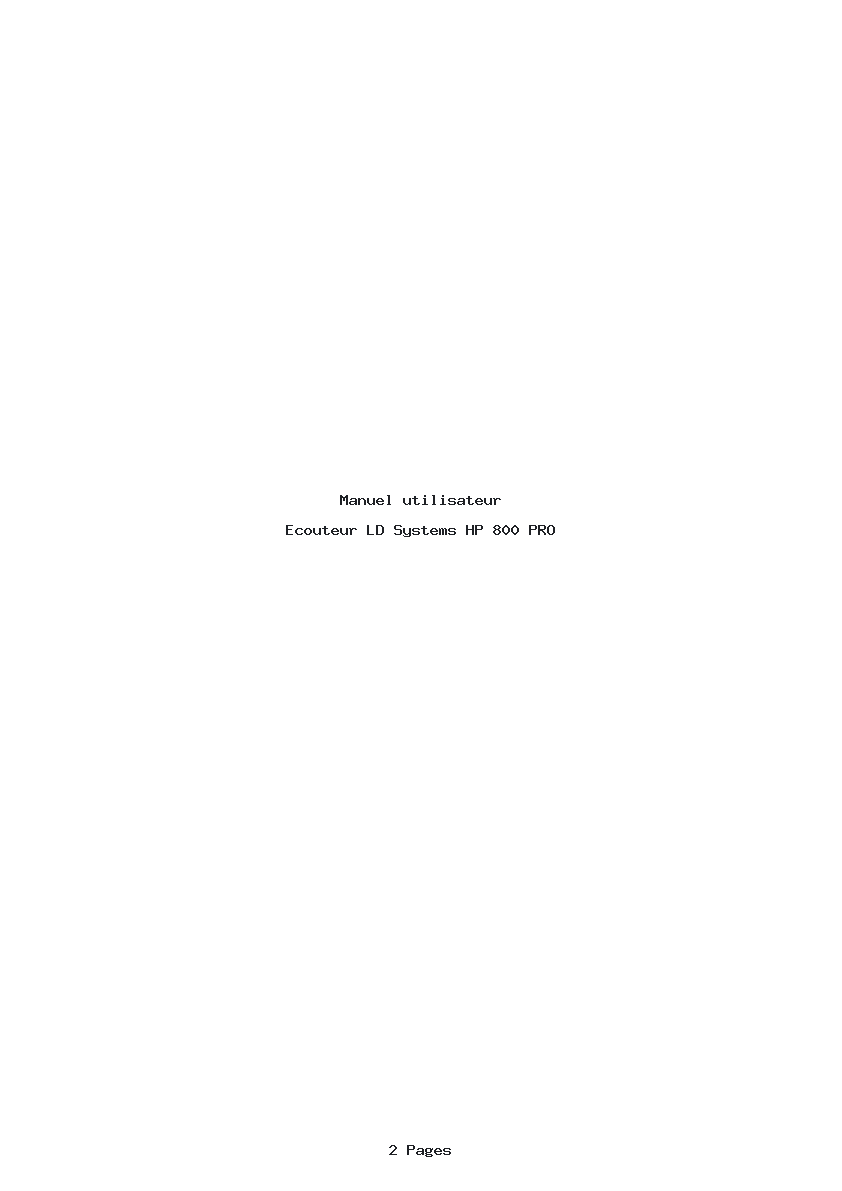 Page 1 de la notice Manuel utilisateur LD Systems HP 800 PRO