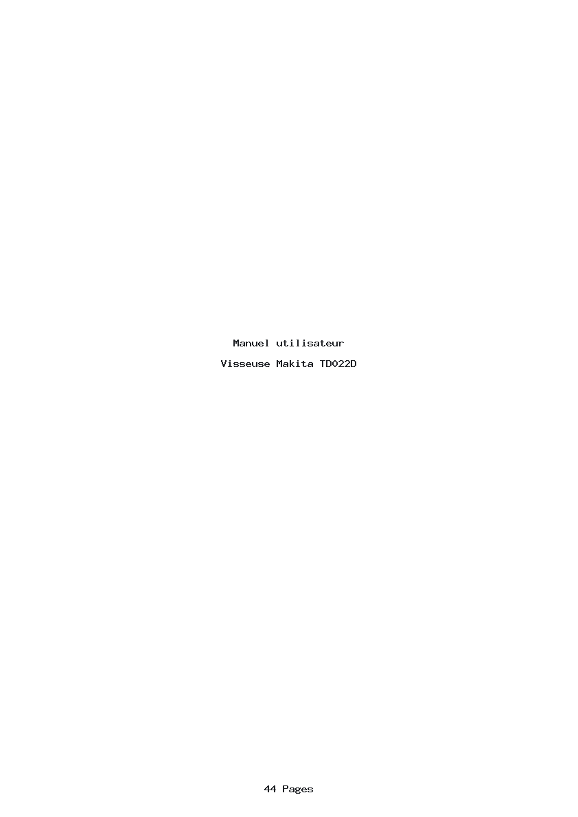 Page 1 de la notice Manuel utilisateur Makita TD022D