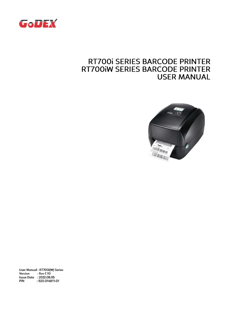 Page 1 de la notice Manuel utilisateur Godex RT730i