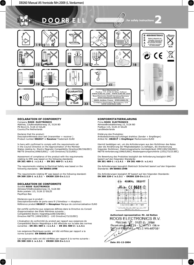 Página 1 del manual Manual de usuario Elro DB260