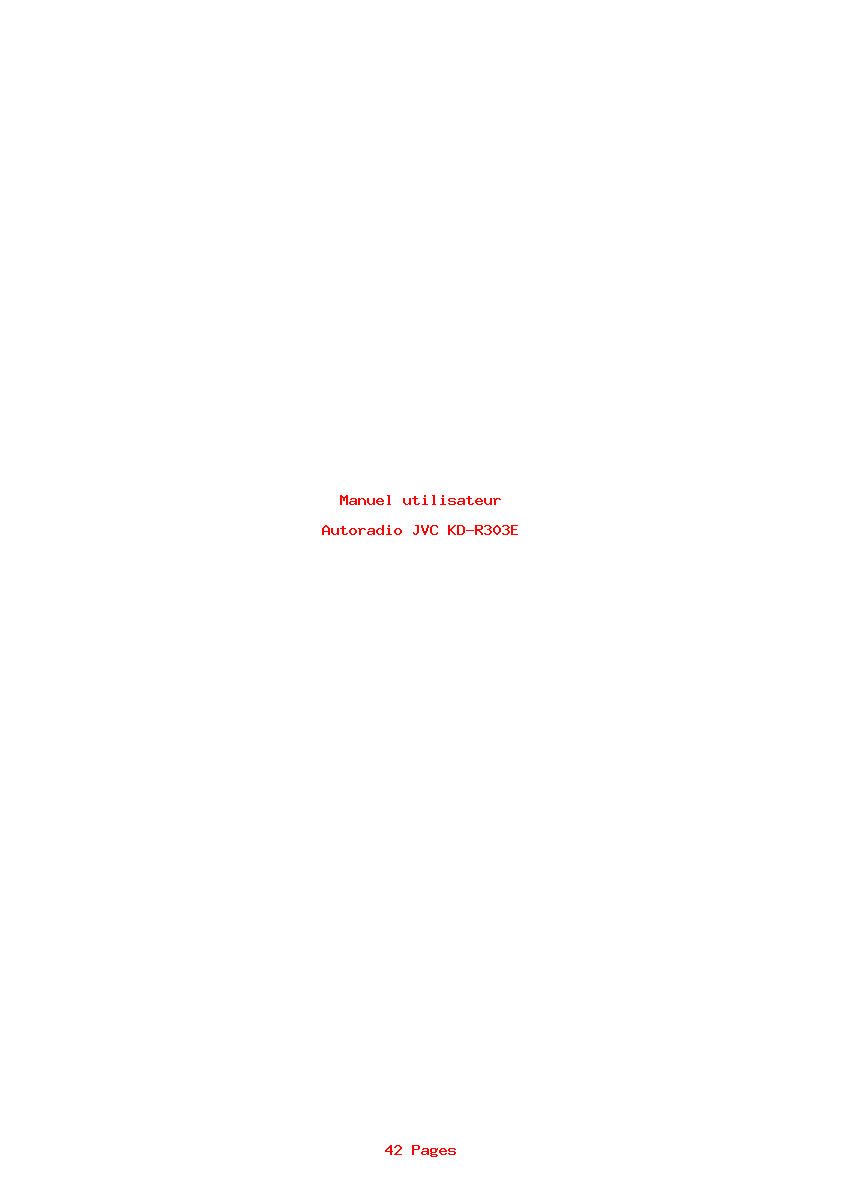 Page 1 de la notice Manuel utilisateur JVC KD-R303E