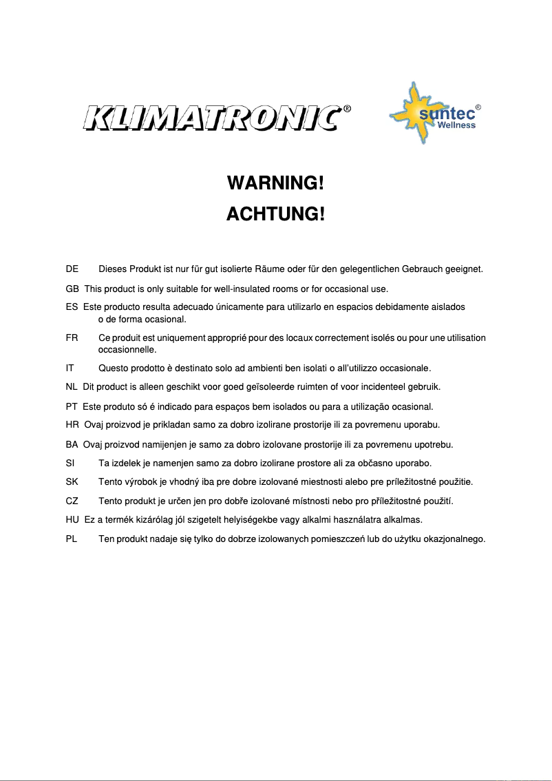 Page 1 de la notice Manuel utilisateur Suntec Heat Ray Carbon Tower 1200 OSC