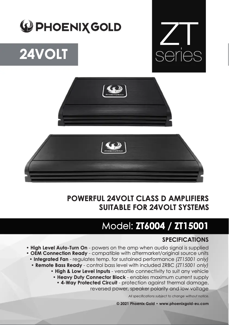 Page 1 de la notice Manuel utilisateur Phoenix Gold ZT15001