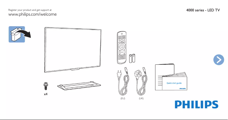 Page n°1 - Guide de démarrage rapide Philips 32PFK4109