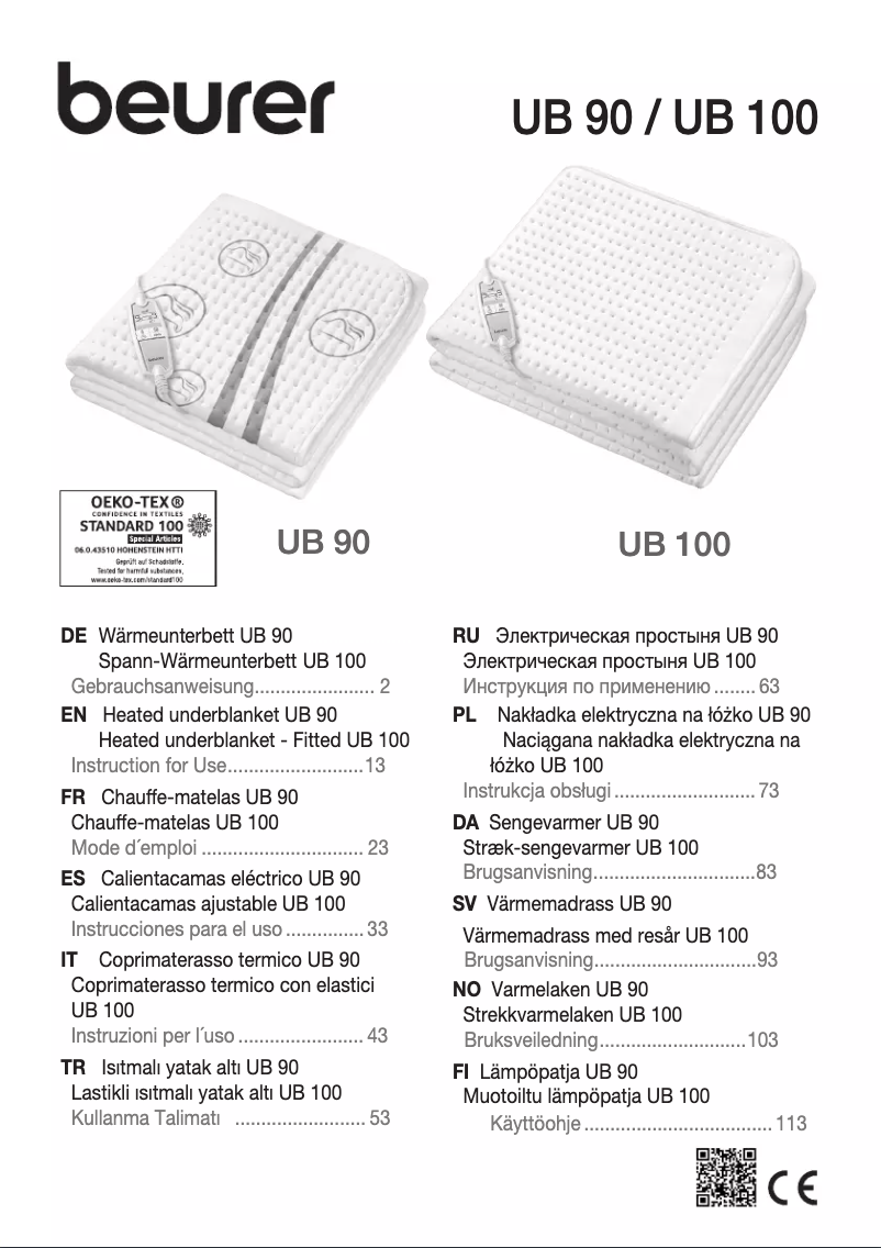 Page 1 de la notice Manuel utilisateur Beurer UB 90