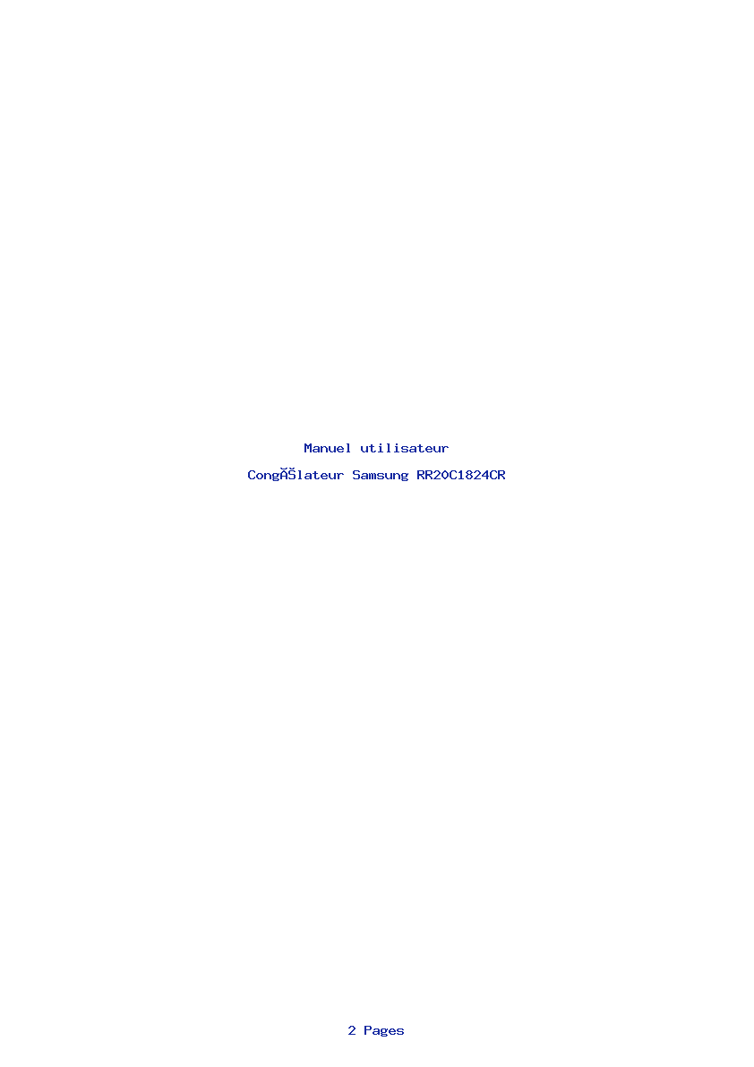 Page 1 de la notice Manuel utilisateur Samsung RR20C1824CR