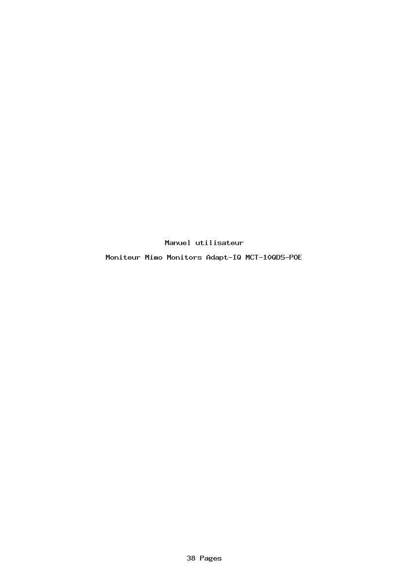 Page 1 de la notice Manuel utilisateur Mimo Monitors Adapt-IQ MCT-10QDS-POE