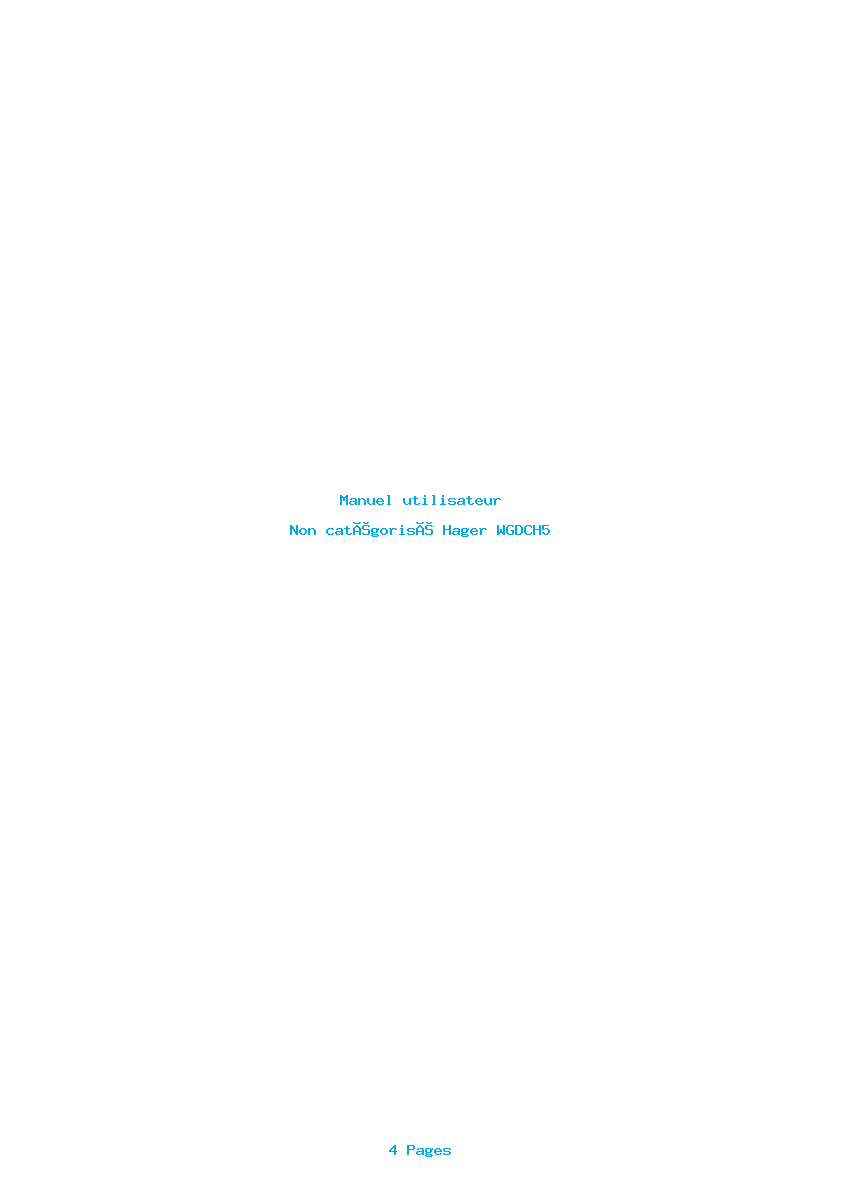 Page 1 de la notice Manuel utilisateur Hager WGDCH5