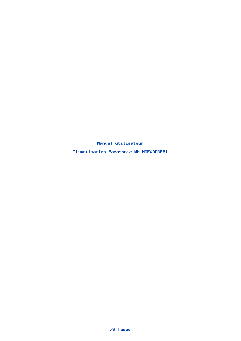 Page 1 de la notice Manuel utilisateur Panasonic WH-MDF09D3E51