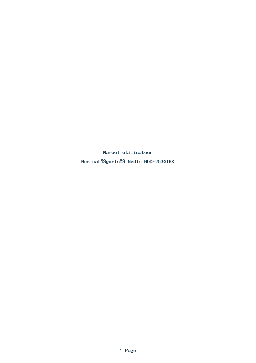 Page 1 de la notice Manuel utilisateur Nedis HDDE25301BK