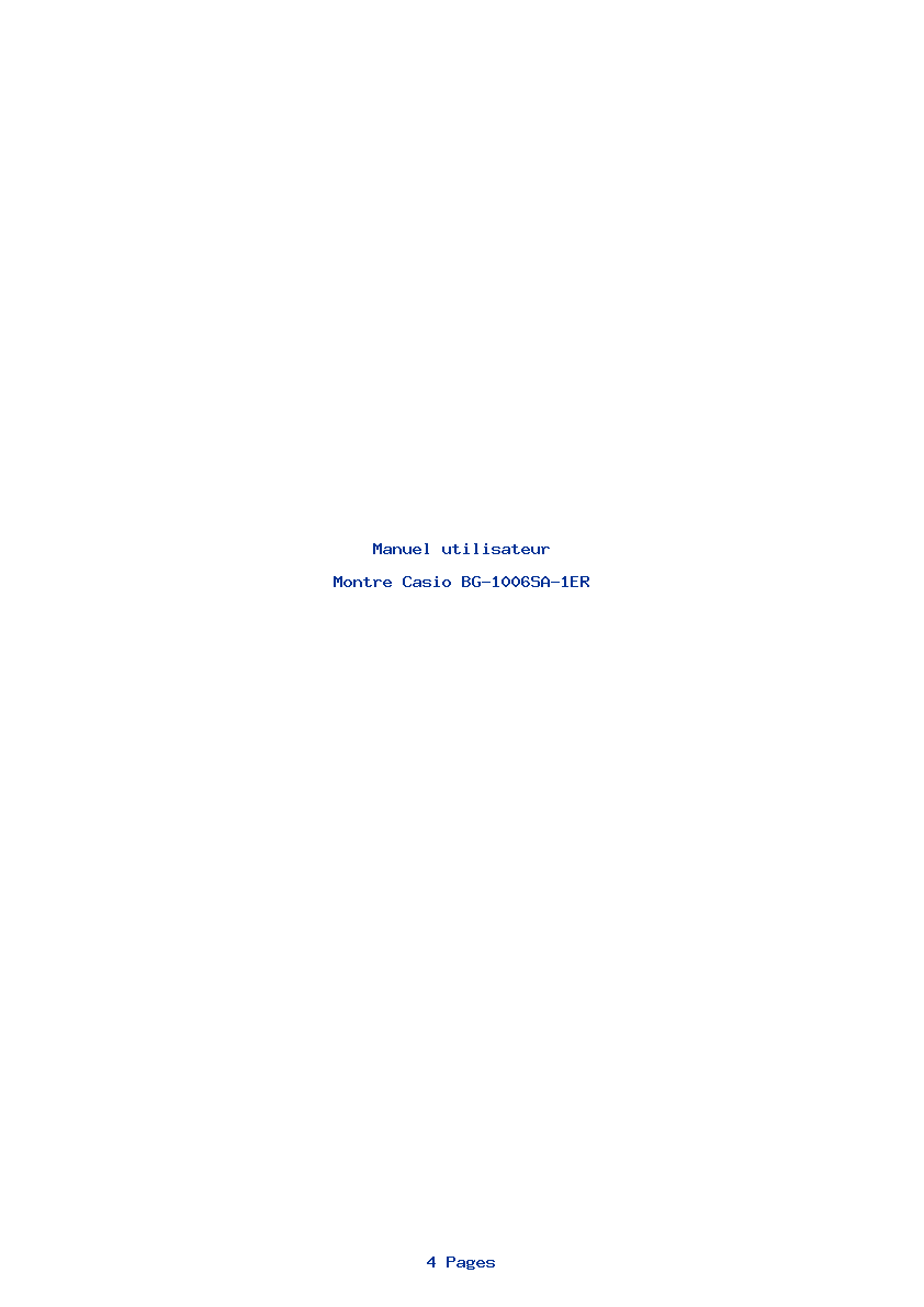 Page 1 de la notice Manuel utilisateur Casio BG-1006SA-1ER