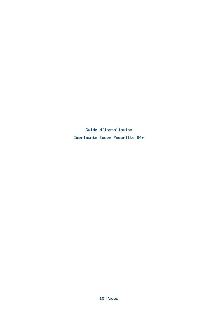 Page 1 de la notice Guide d'installation Epson Powerlite 84+
