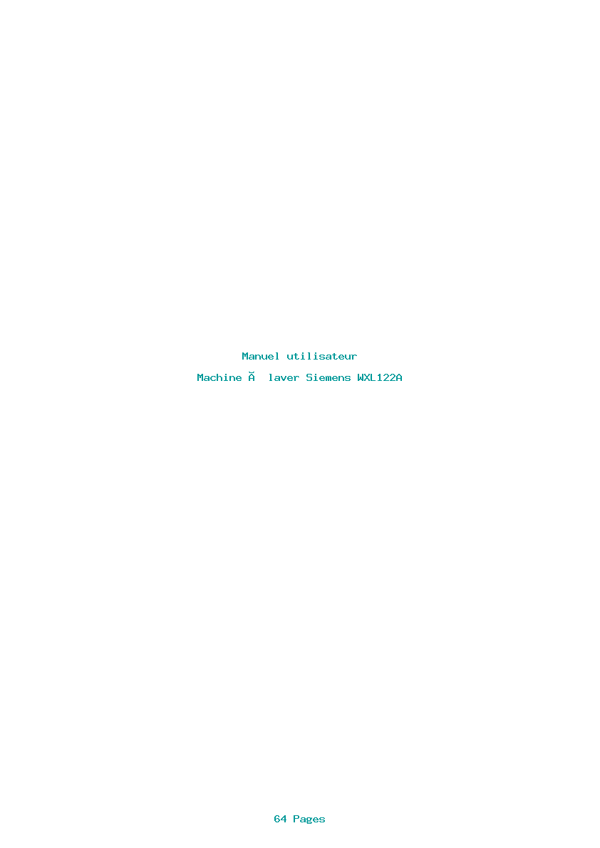 Page 1 de la notice Manuel utilisateur Siemens WXL122A
