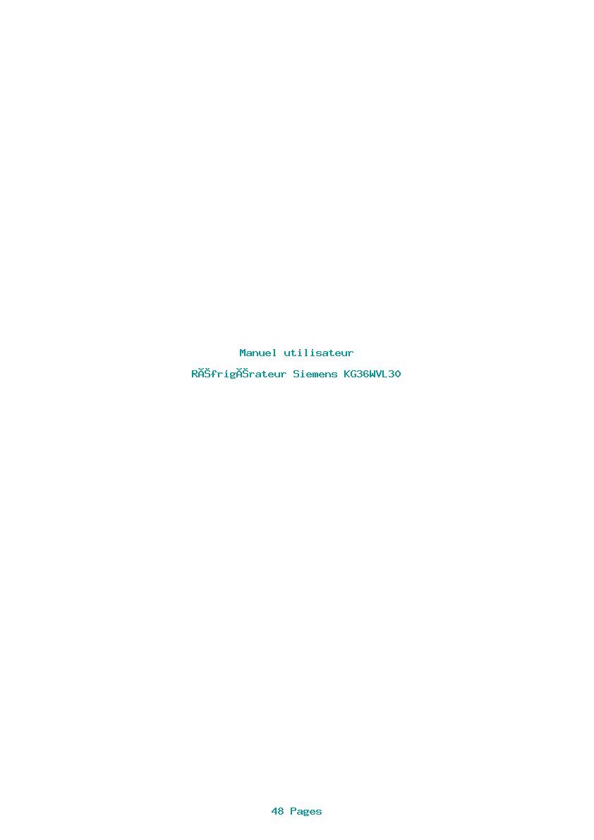 Page 1 de la notice Manuel utilisateur Siemens KG36WVL30