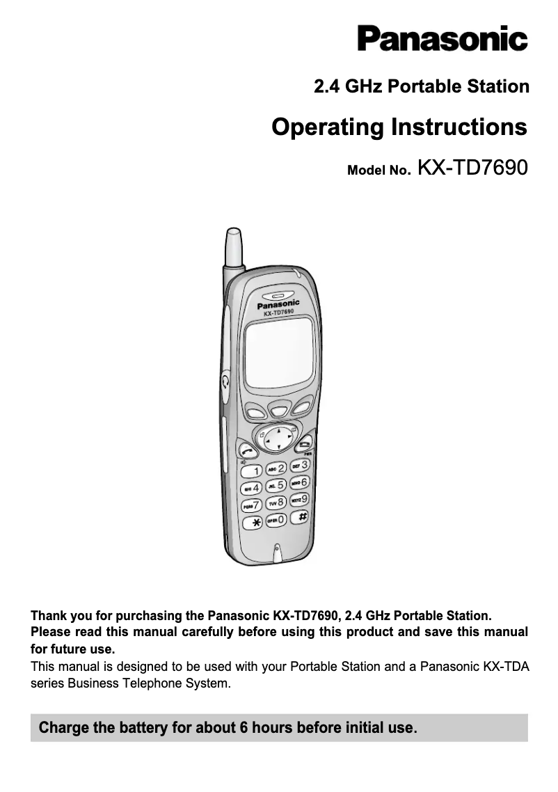 Imagen de la primera página del manual del dispositivo KX-TD7690
