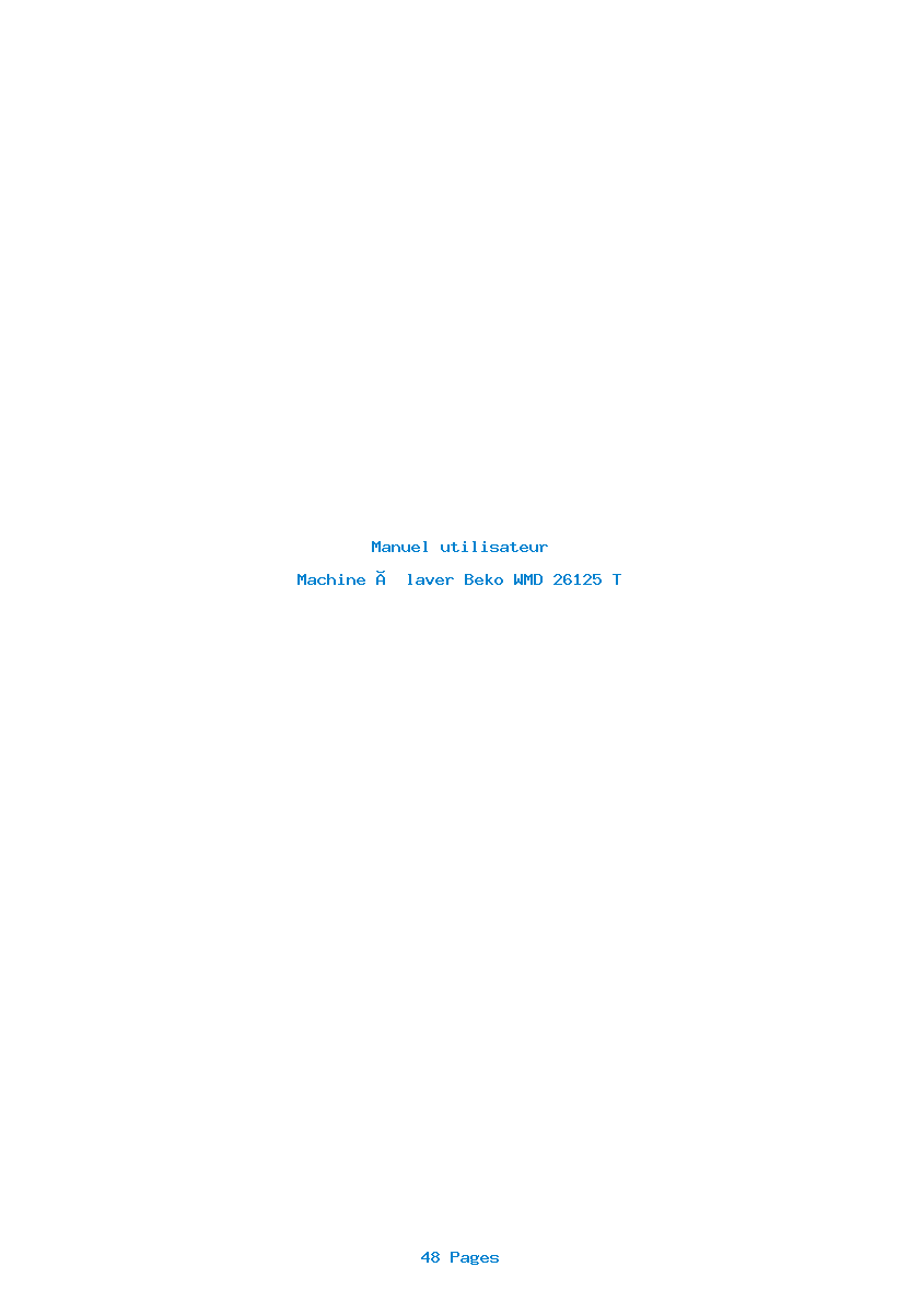 Page 1 de la notice Manuel utilisateur Beko WMD 26125 T