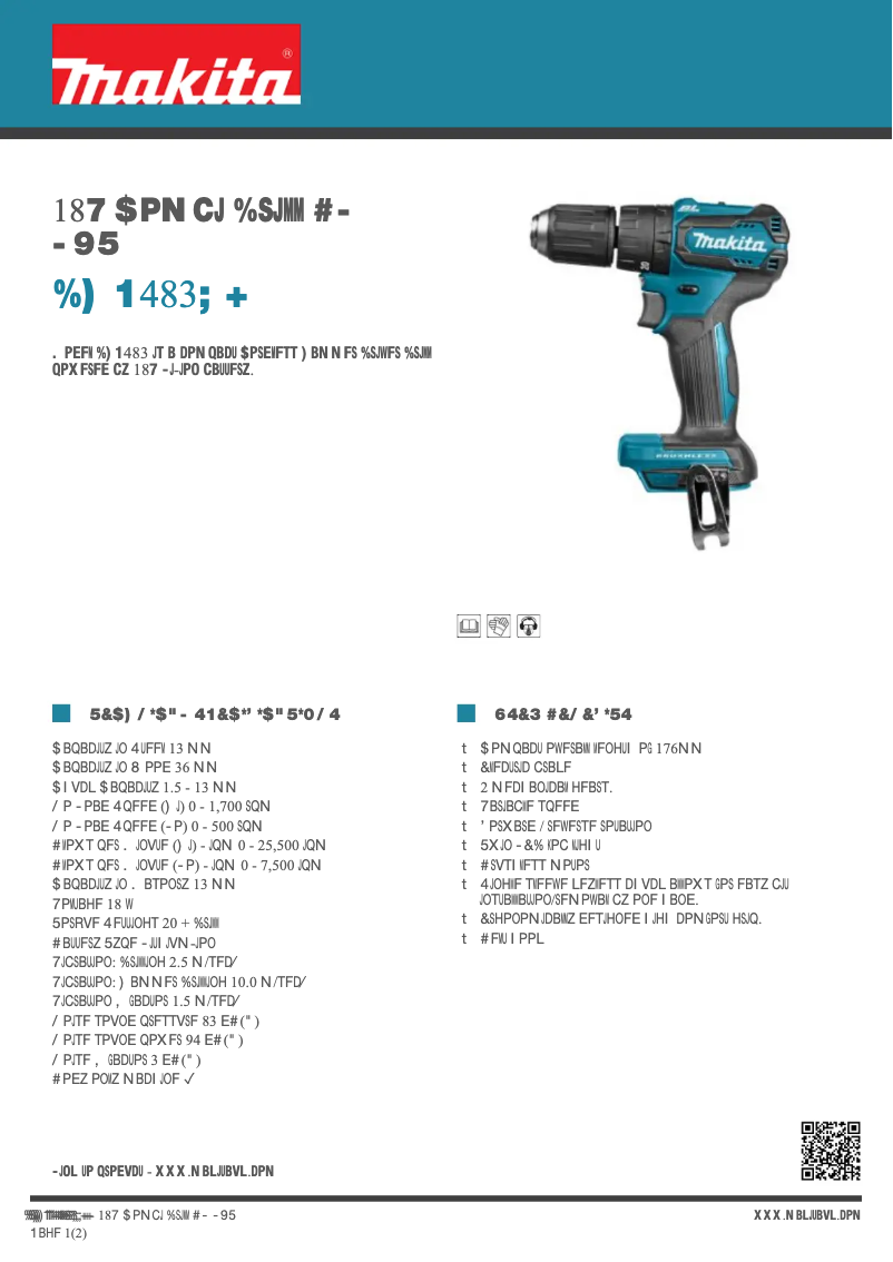 Page 1 de la notice Fiche technique Makita DHP483ZJ