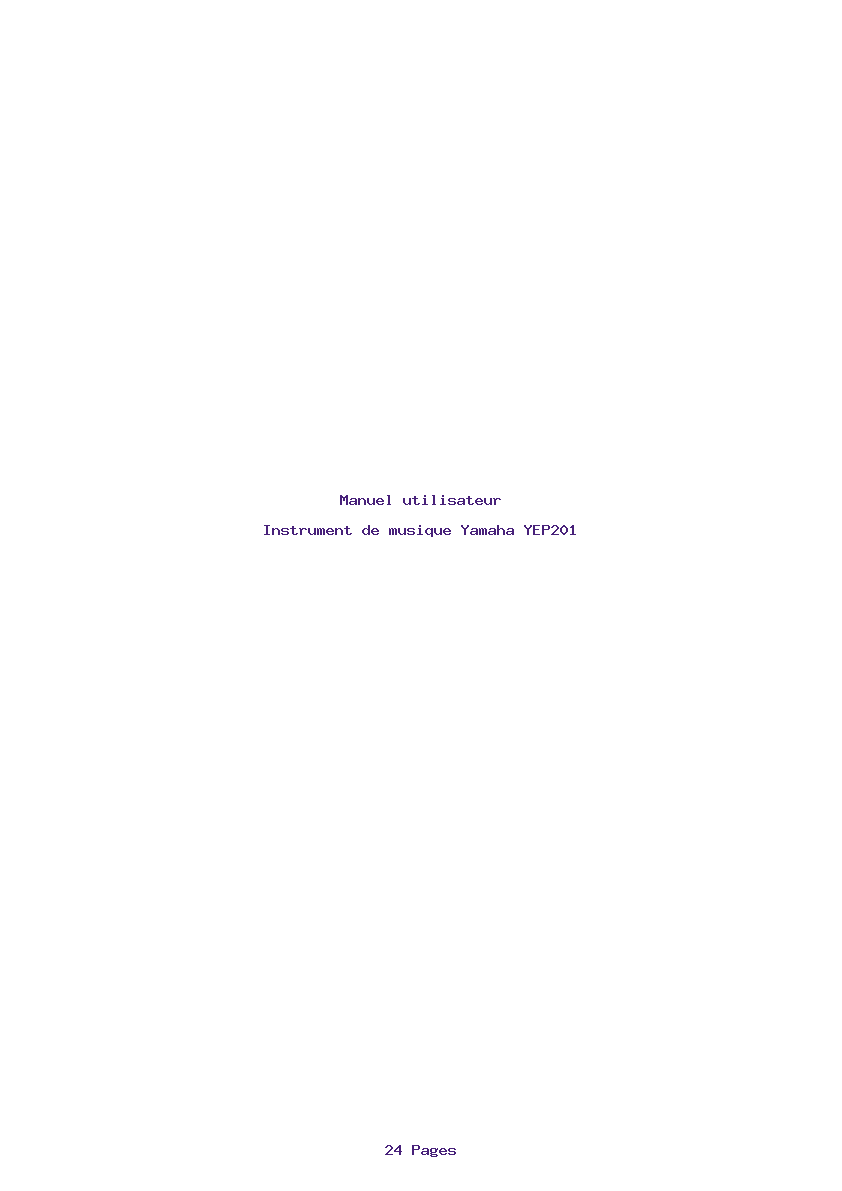 Page 1 de la notice Manuel utilisateur Yamaha YEP201