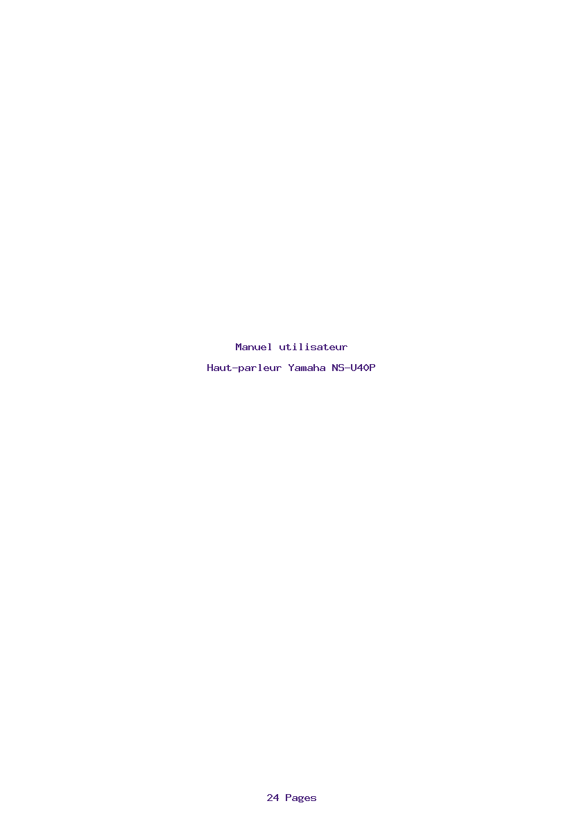 Page 1 de la notice Manuel utilisateur Yamaha NS-U40P